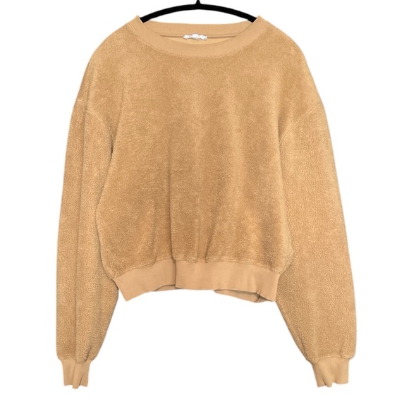 Good American Sweaters - Good American Tan Sherpa Boyfriend Sweater size 2 (S-M) oversized